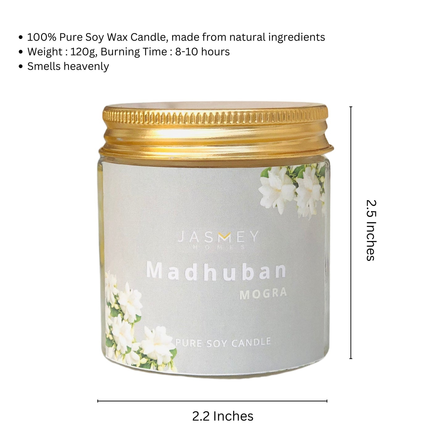 JASMEY HOMES | MOGRA SCENTED CANDLE - PURE SOY - jasmeyhomes