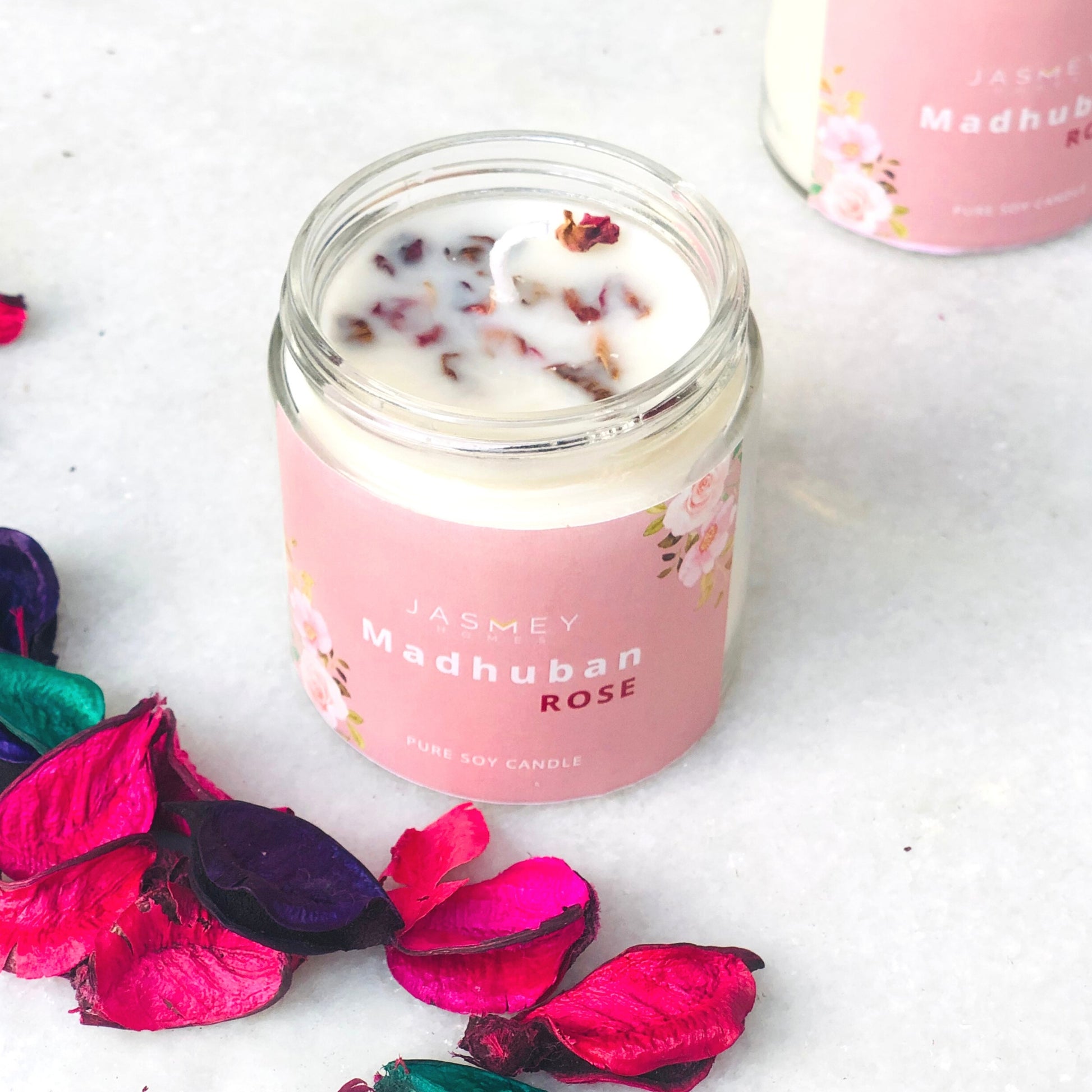 JASMEY HOMES | ROSE SCENTED CANDLE- PURE SOY - jasmeyhomes