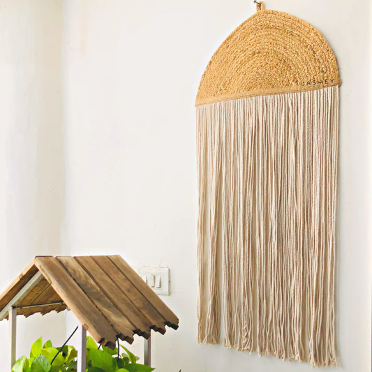 JASMEY HOMES Jute & Macrame Woven Wall Hanging Small Decor Boho Chic Bohemian Home Geometric Art Decor - Beautiful Apartment Dorm Room Decoration,16"x36" - jasmeyhomes