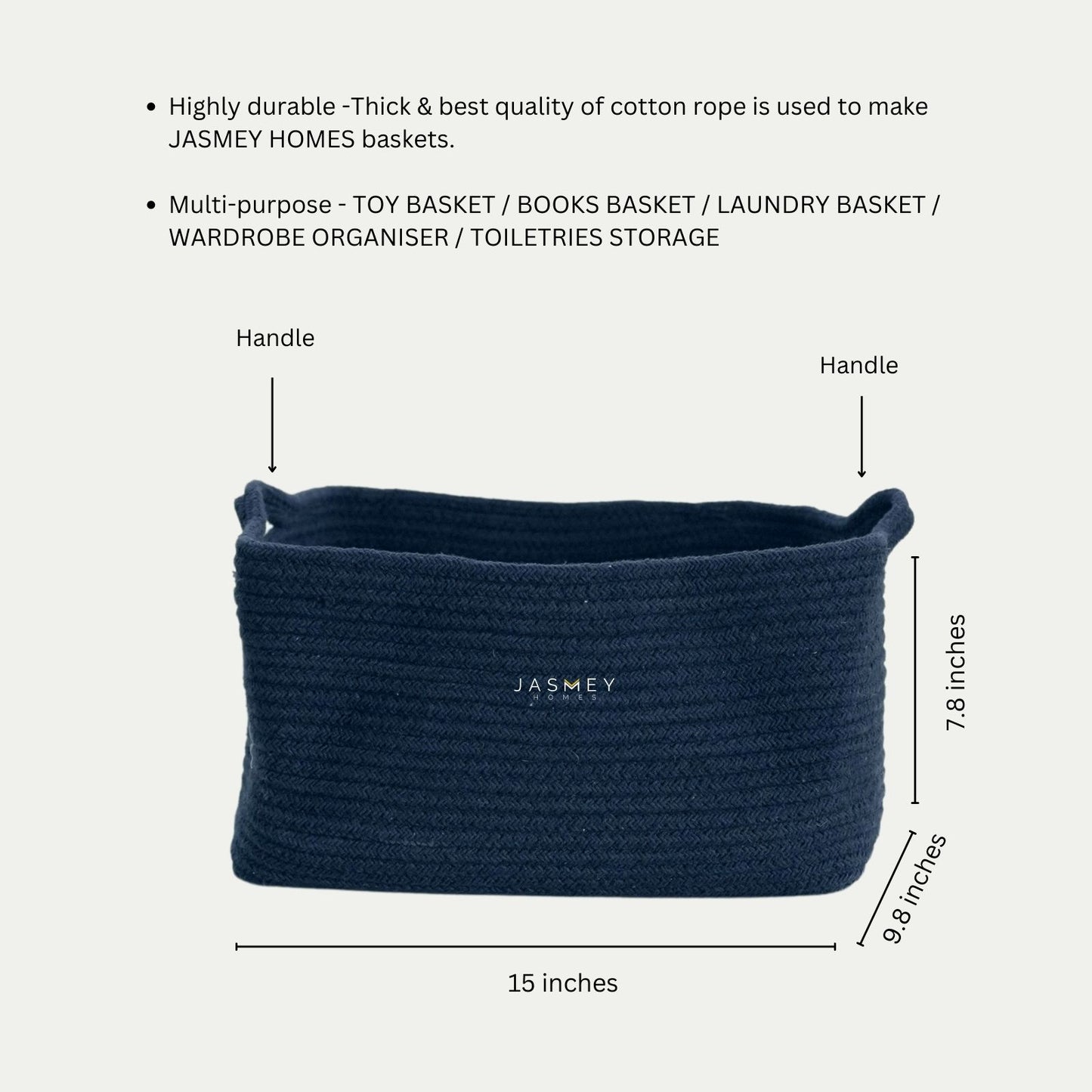 Rectangular Blue Storage Basket - jasmeyhomes