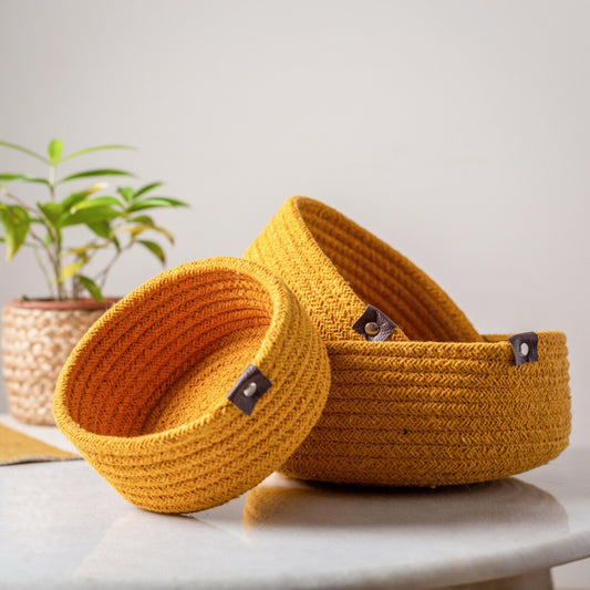 Set of 3 Storage Basket - Mustard - jasmeyhomes