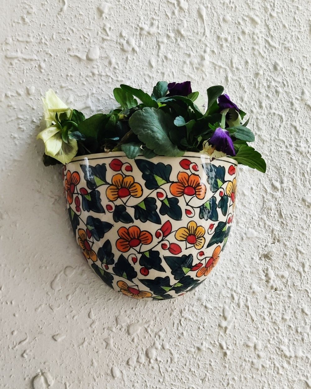 Orange and Green Printed Wall Hanging Planter - jasmeyhomes