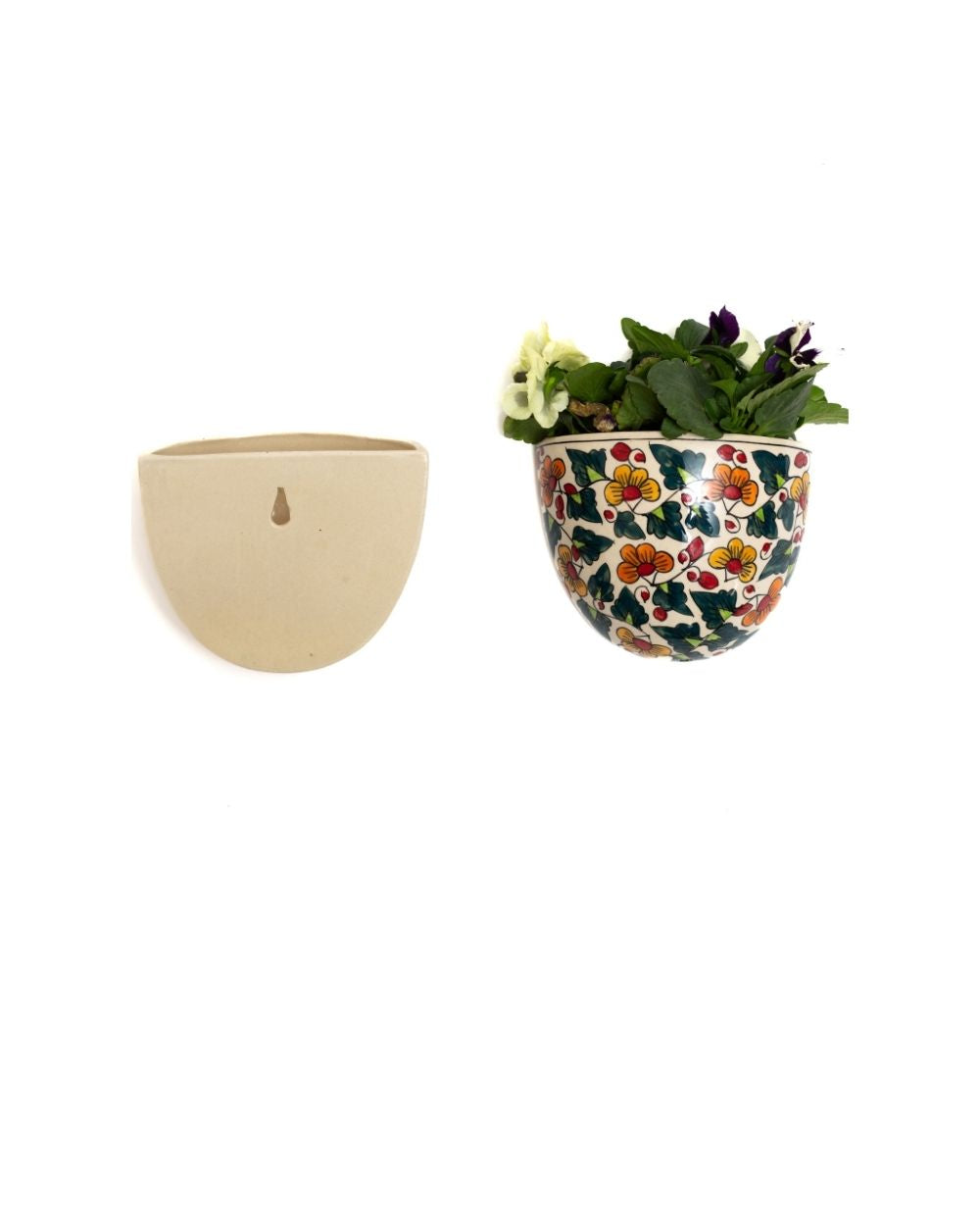 Orange and Green Printed Wall Hanging Planter - jasmeyhomes