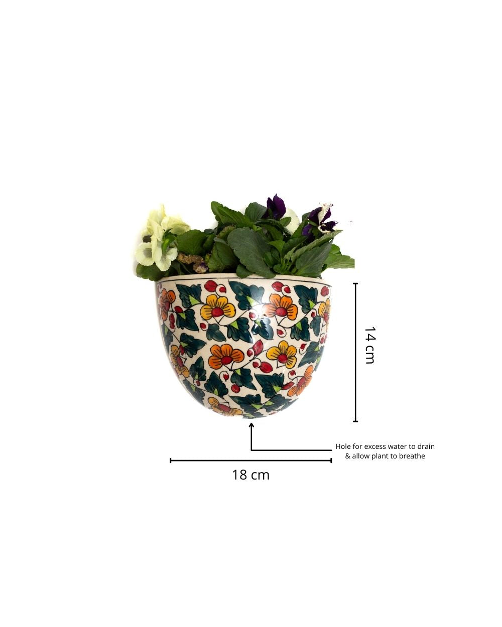 Orange and Green Printed Wall Hanging Planter - jasmeyhomes