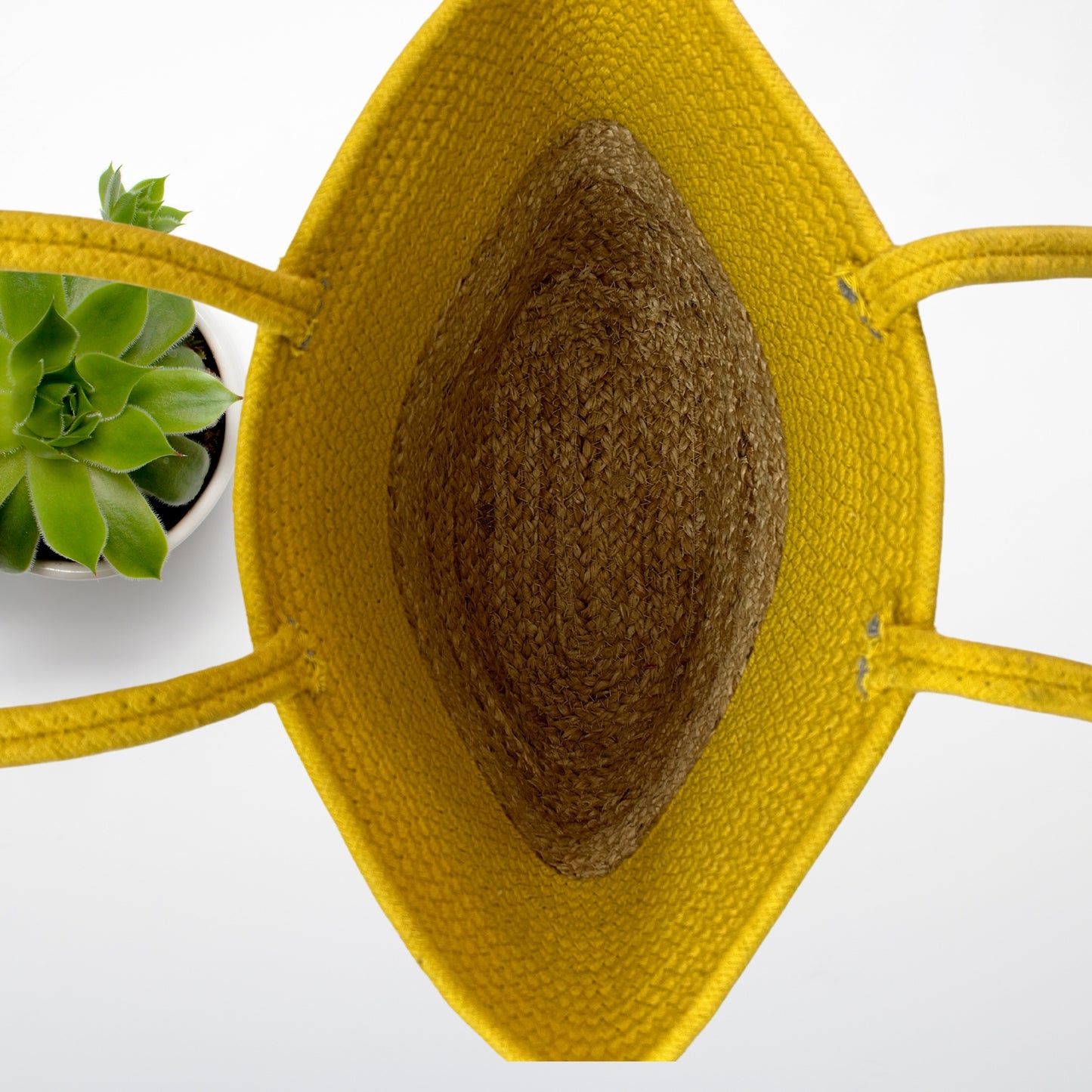 Mustard Jute and Cotton Handbag