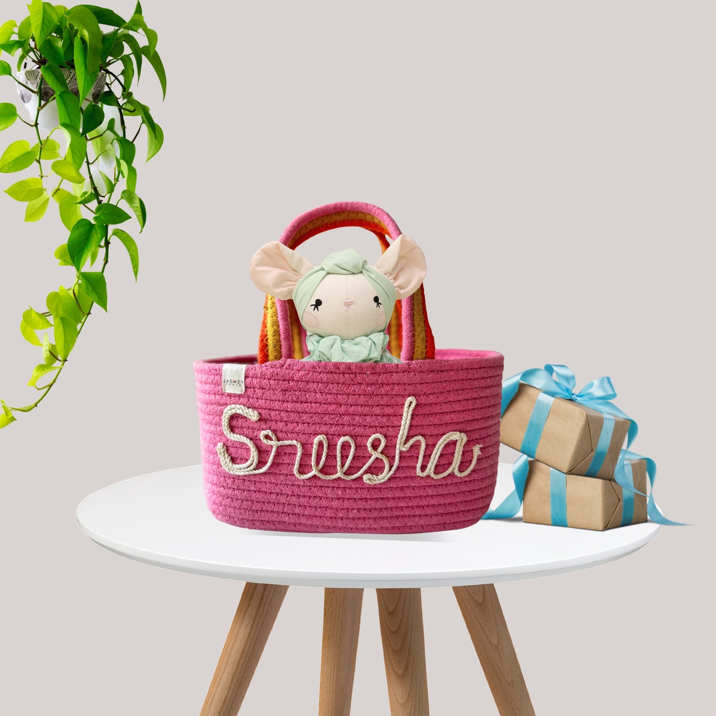 Personalized Cotton Rope Baskets with Name