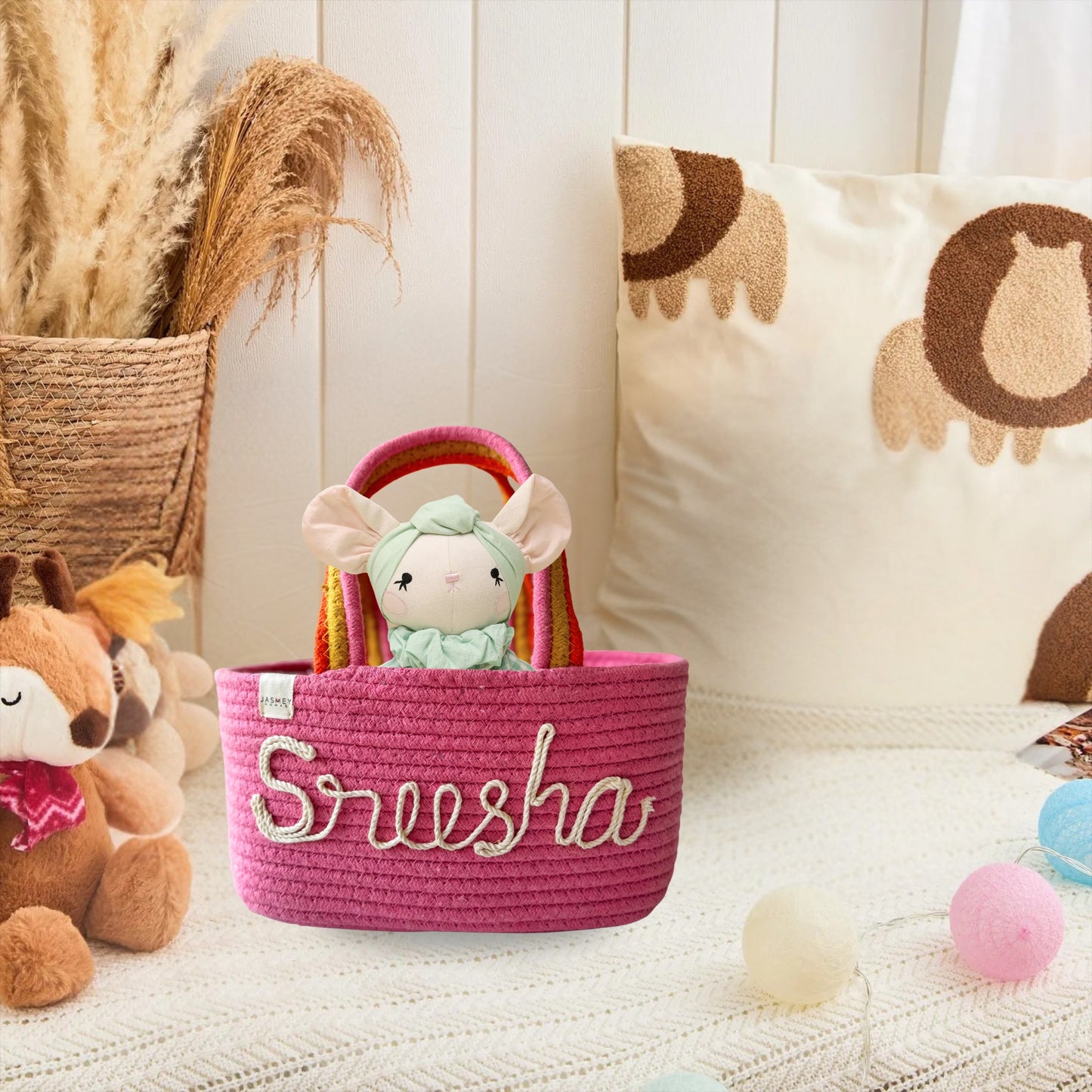 Personalized Cotton Rope Baskets with Name