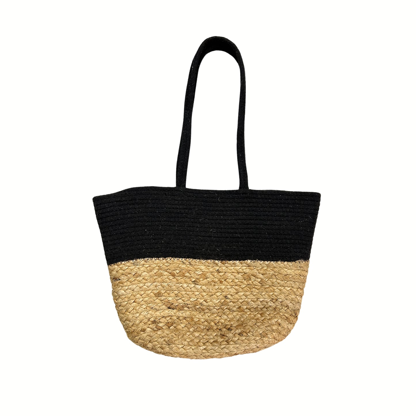 Black Jute and Cotton Handbag