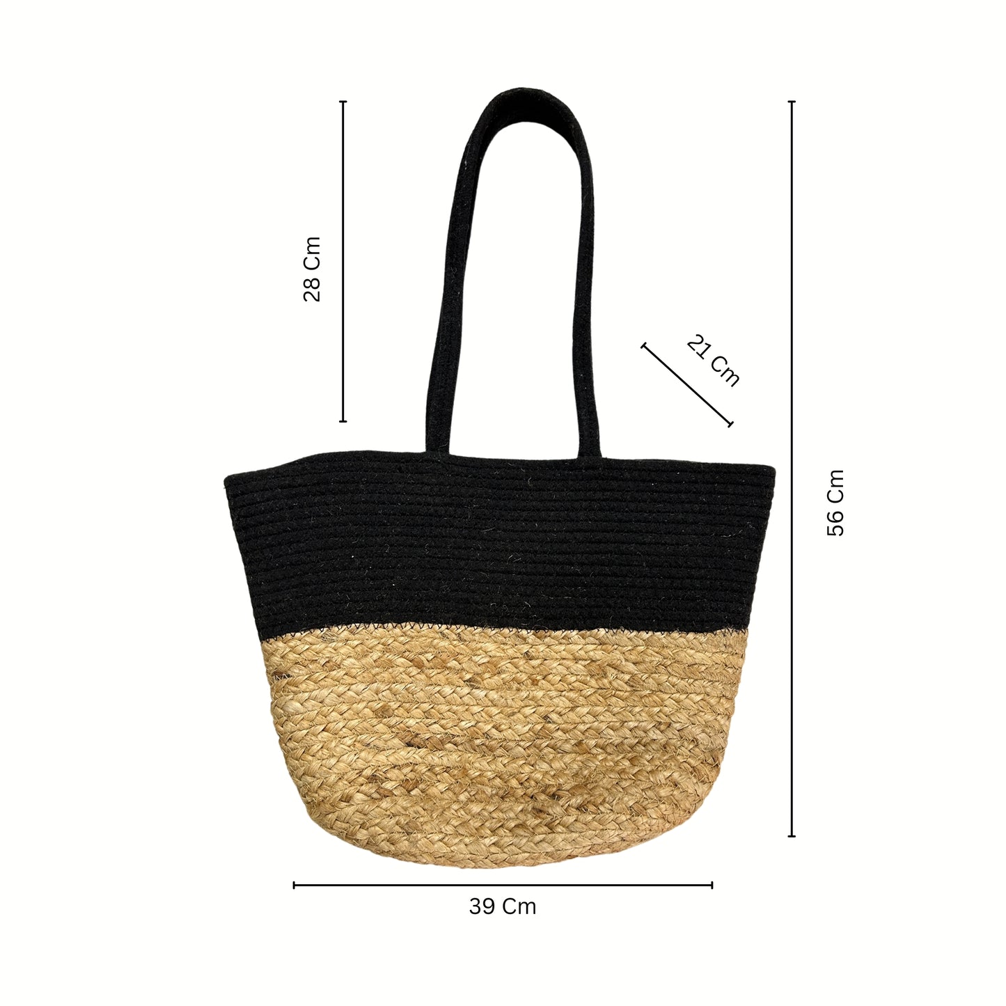 Black Jute and Cotton Handbag