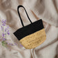 Black Jute and Cotton Handbag