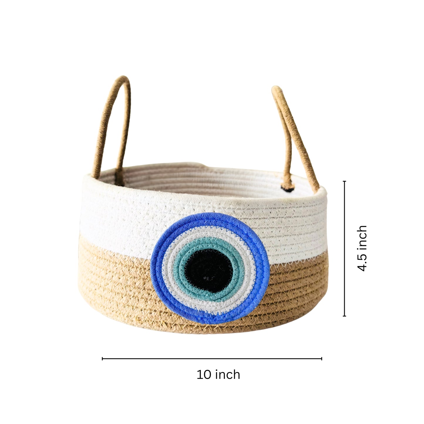 Evil Eye Cotton Rope Basket – Reusable & Sustainable Return Favor Basket - Blue