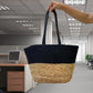 Black Jute and Cotton Handbag