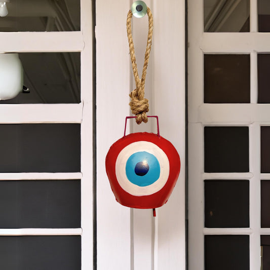 Red Evil Eye Cow Bell for Wall Decor