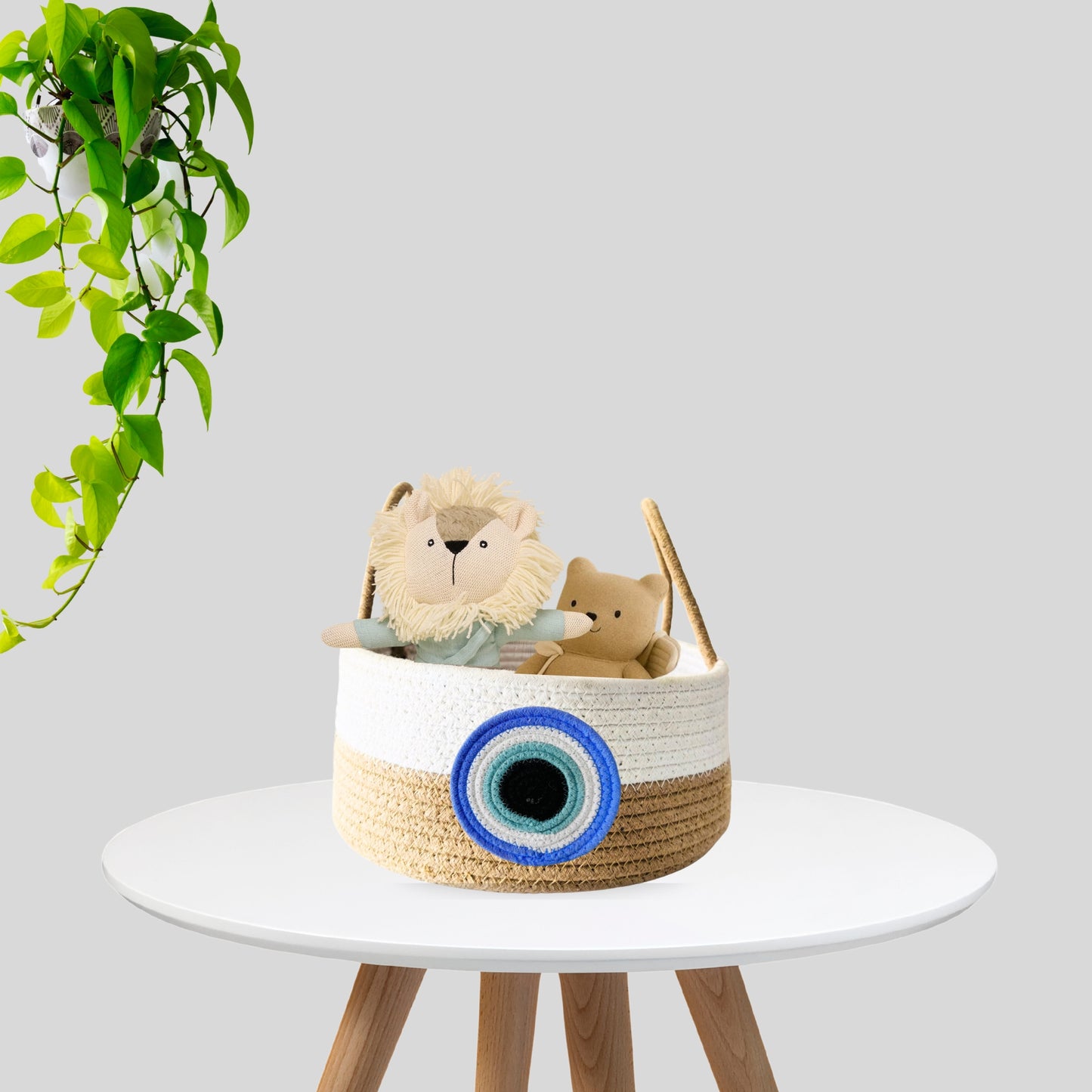 Evil Eye Cotton Rope Basket – Reusable & Sustainable Return Favor Basket - Blue