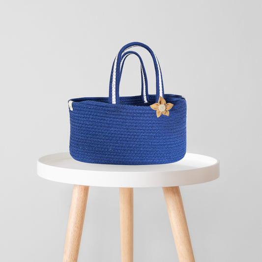 Indigo Basket | Room Hamper Basket for Gifting with Jute Bow