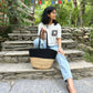 Black Jute and Cotton Handbag