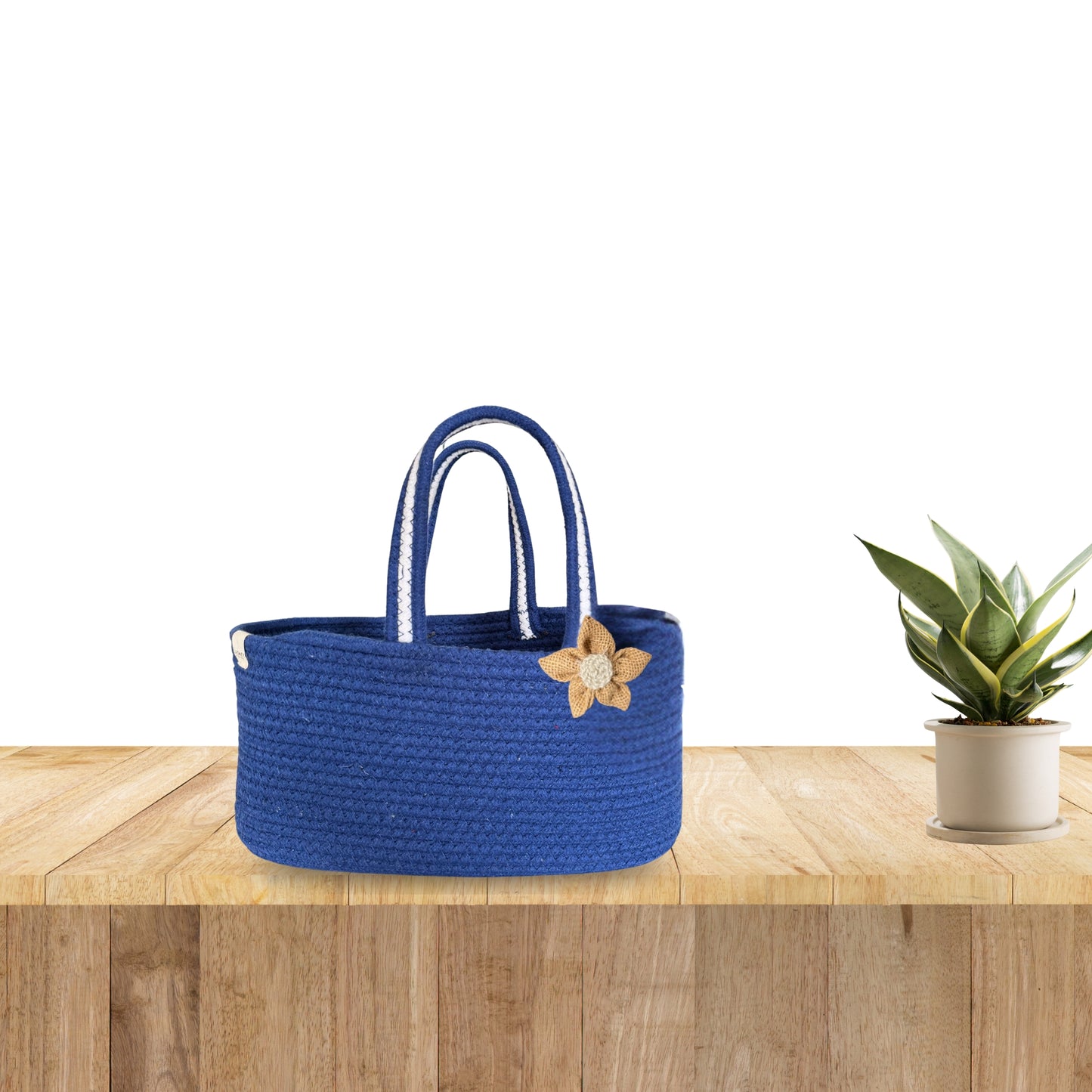 Indigo Basket | Room Hamper Basket for Gifting with Jute Bow