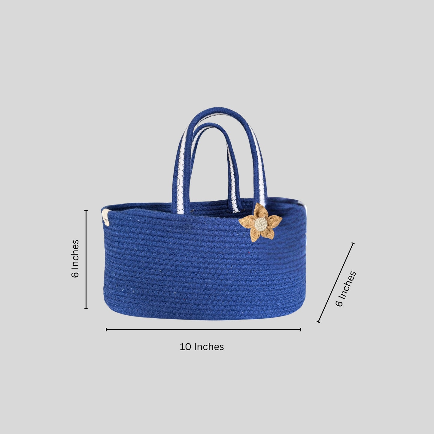 Indigo Basket | Room Hamper Basket for Gifting with Jute Bow