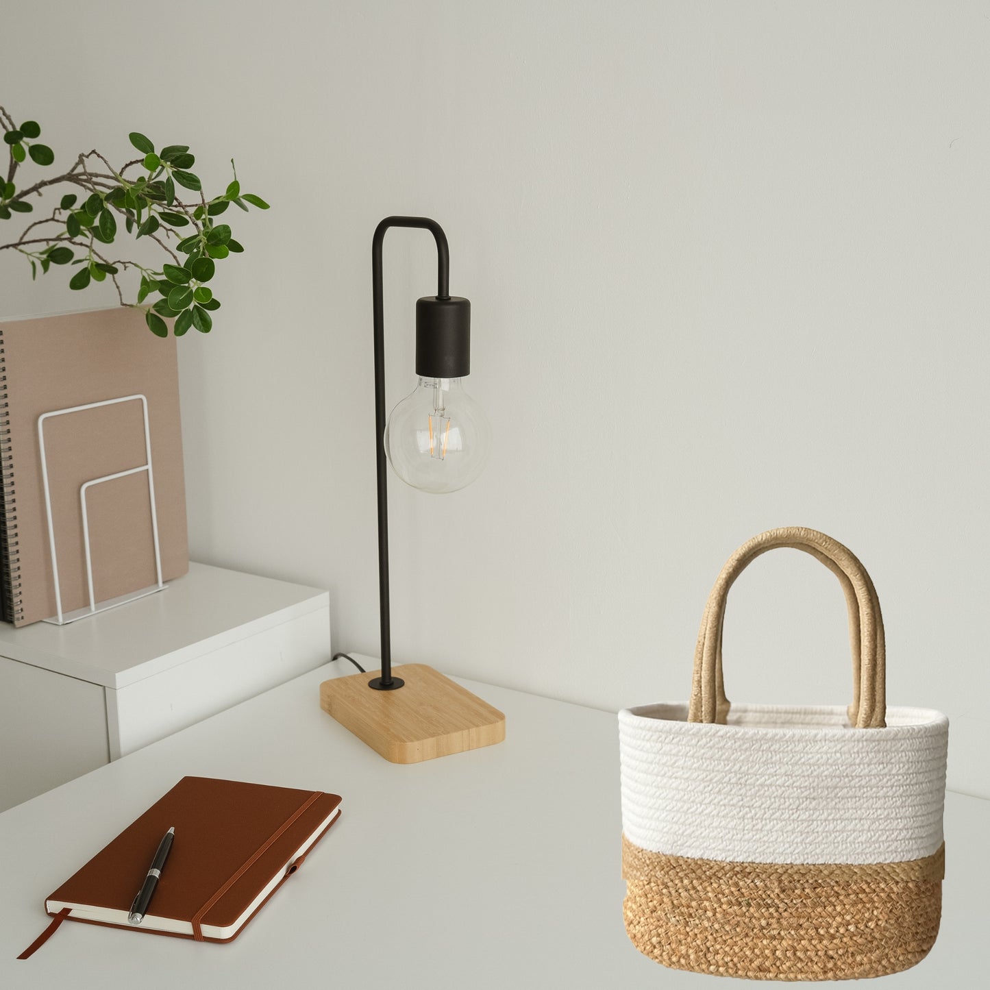Handwoven Jute Handbag | Lunch Bag- White