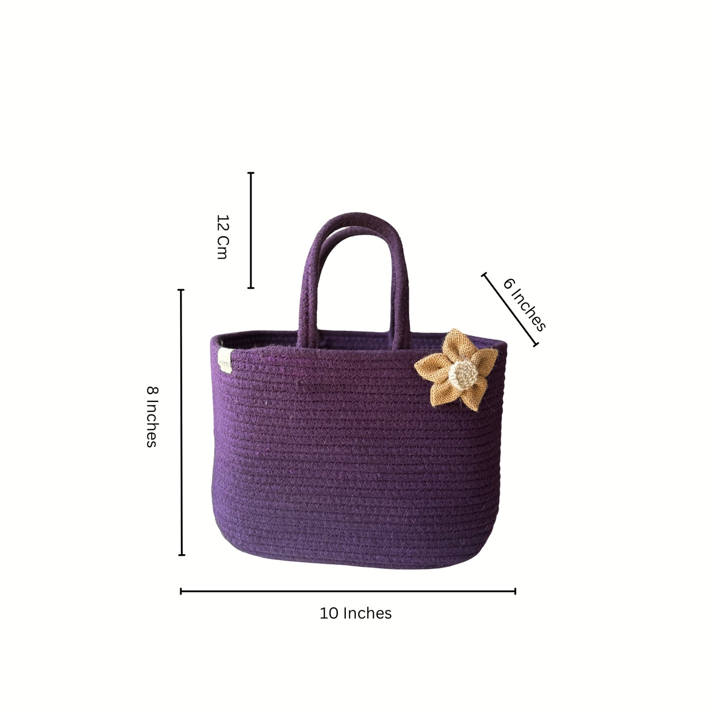 Handwoven Jute & cotton  Handbag | Lunch Bag- Purple