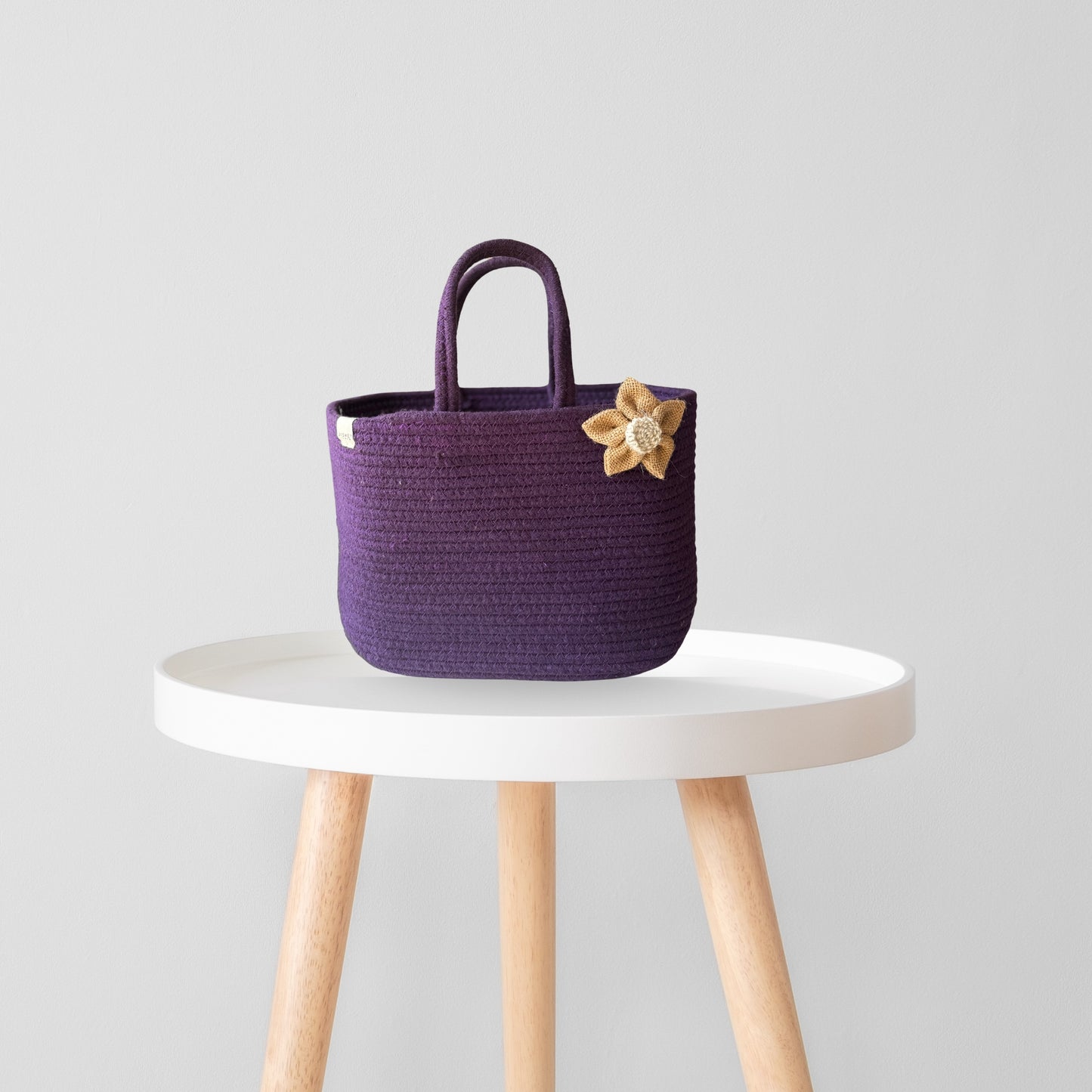 Handwoven Jute & cotton  Handbag | Lunch Bag- Purple