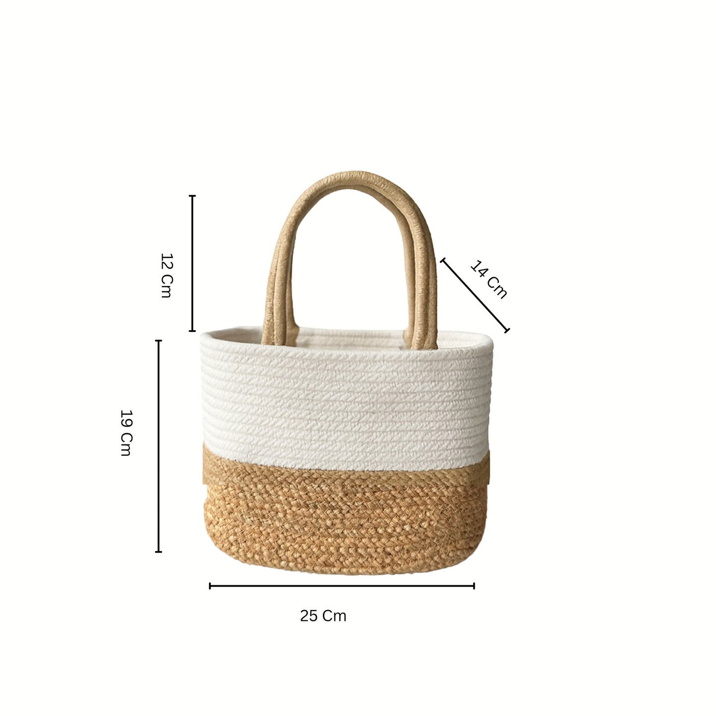 Handwoven Jute Handbag | Lunch Bag- White