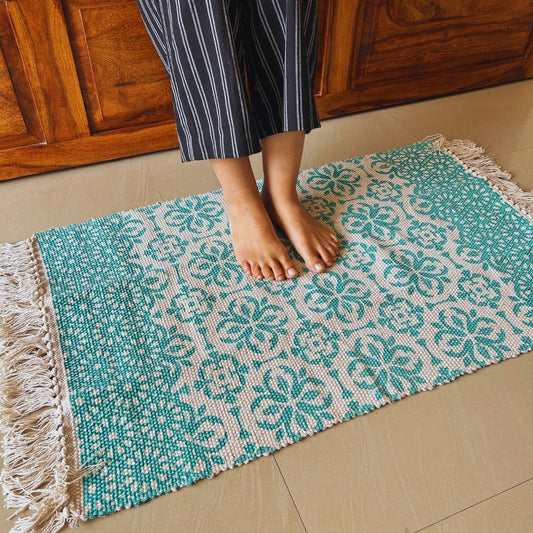 Evergreen Cotton Dhurrie | Floormat | 33X21 Inches