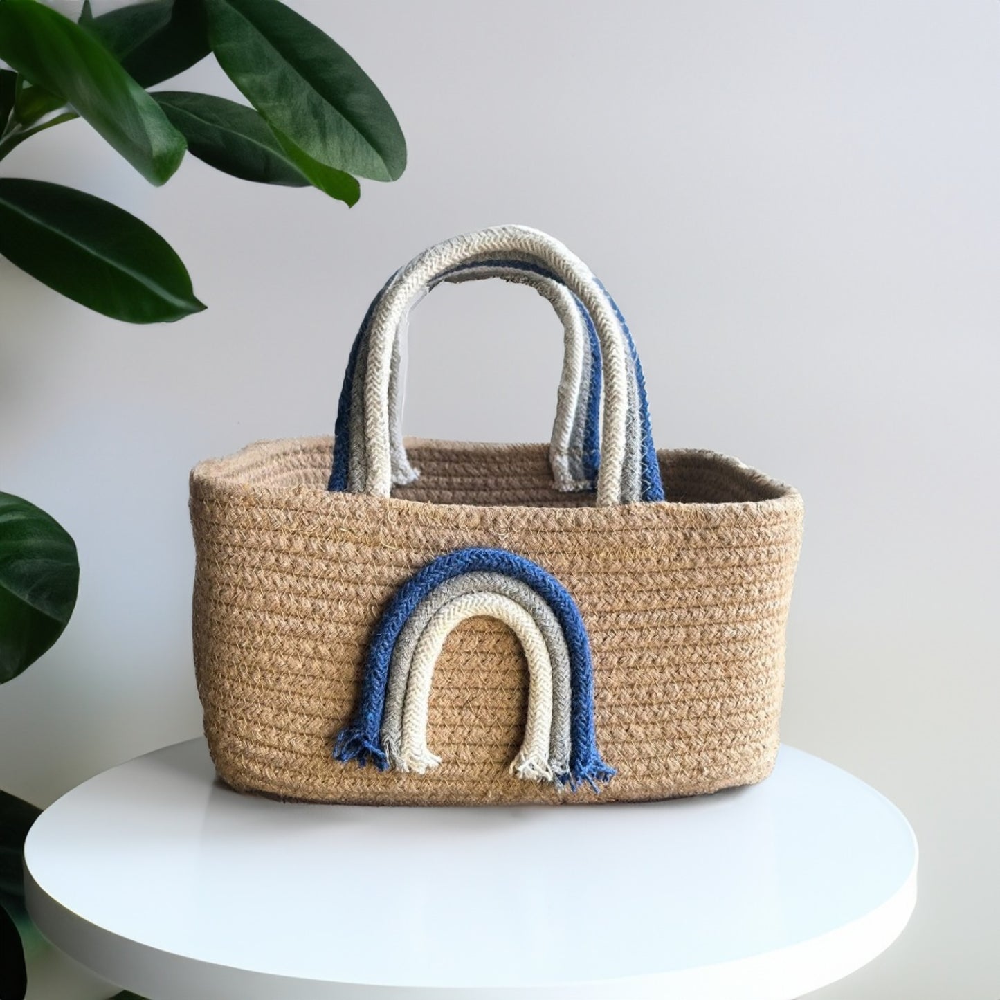 Rainbow Handle Storage Basket - Blue - jasmeyhomes