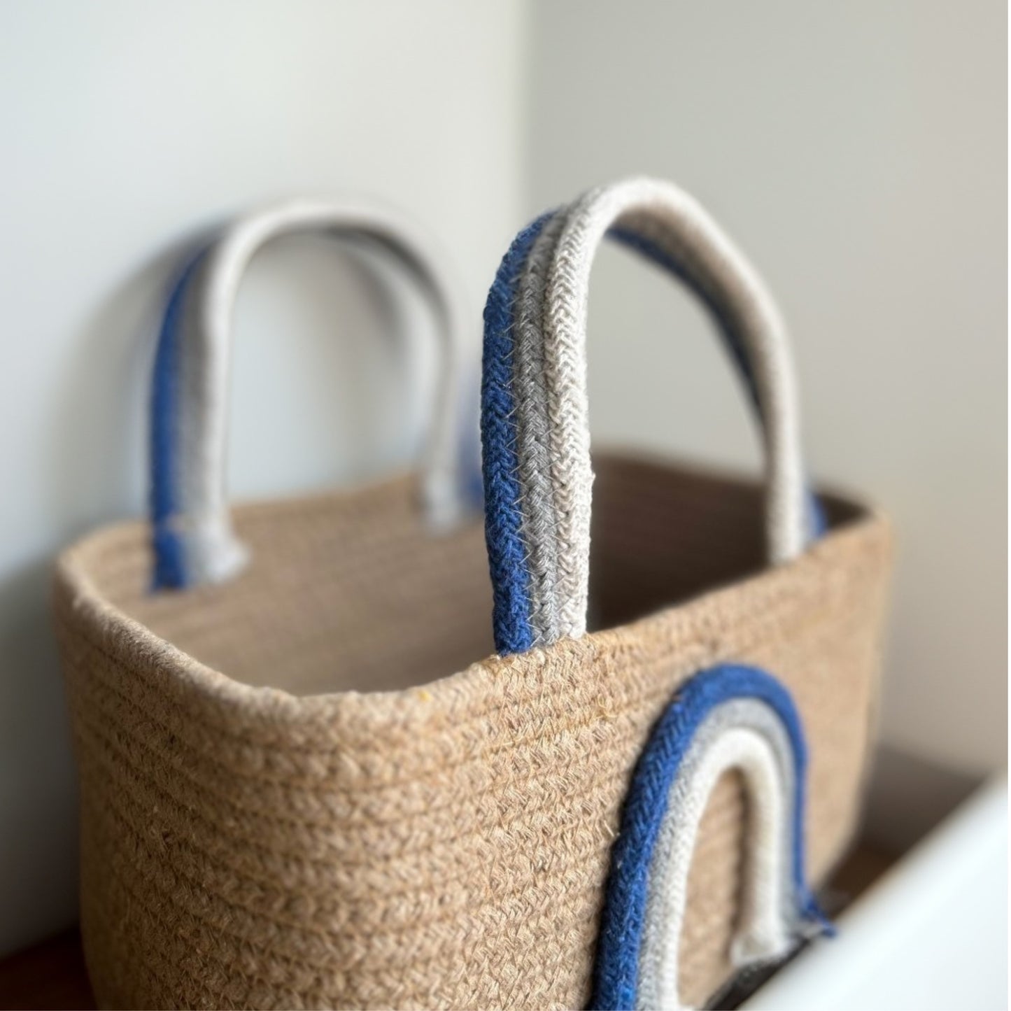 Rainbow Handle Storage Basket - Blue - jasmeyhomes
