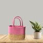 Handwoven Jute Handbag | Pink Lunch Bag