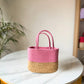 Handwoven Jute Handbag | Pink Lunch Bag