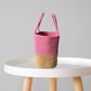 Handwoven Jute Handbag | Pink Lunch Bag