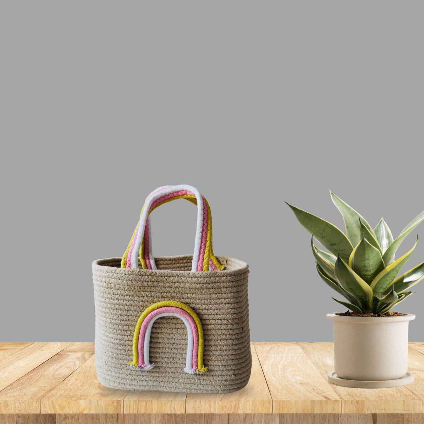 Handwoven Cotton Handbag |multipurpose bag- Pink Rainbow