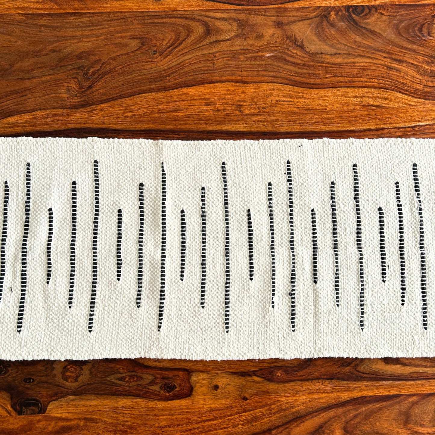 Handmade Table Runner - White & Black Table Runner | 72x13 Inches