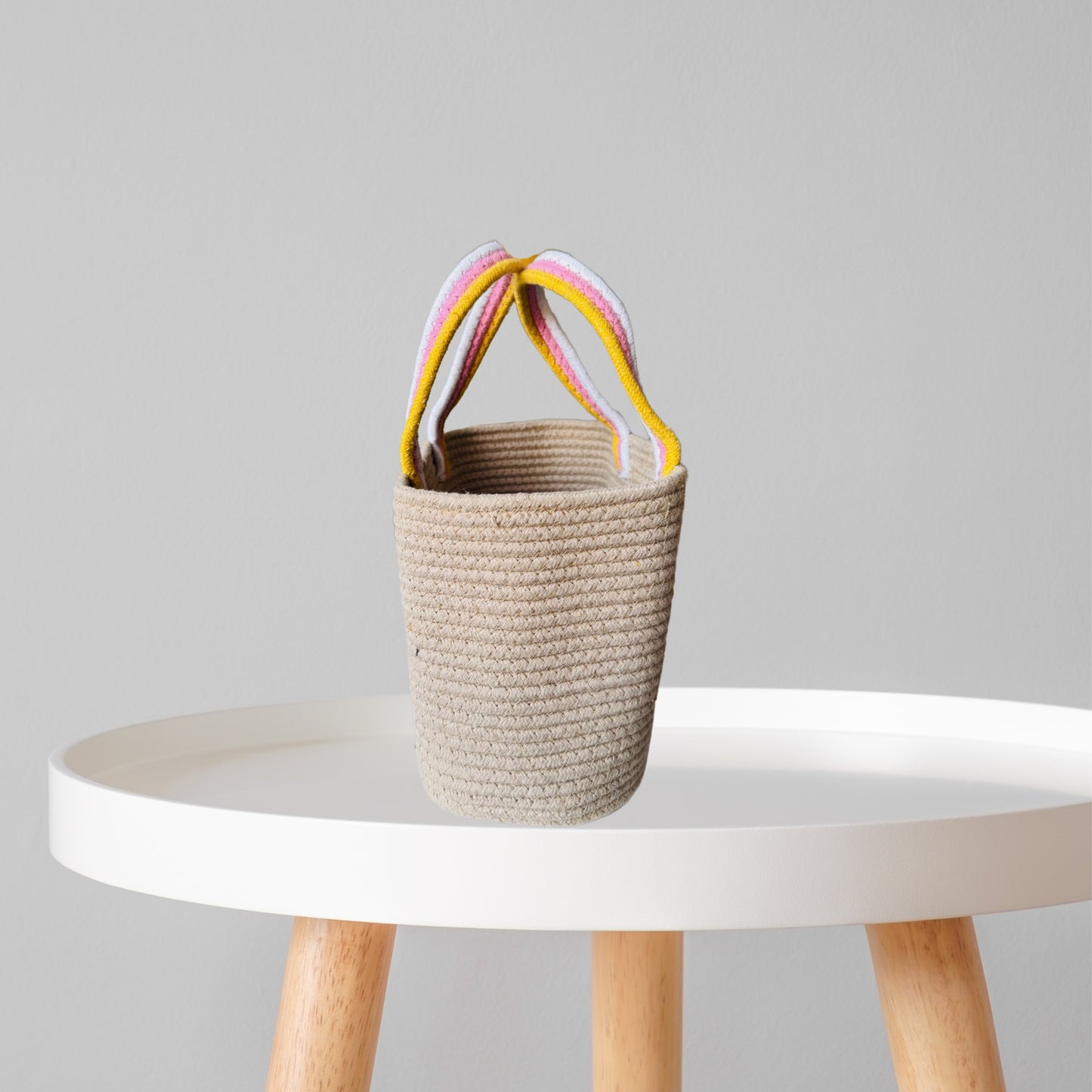 Handwoven Cotton Handbag |multipurpose bag- Pink Rainbow