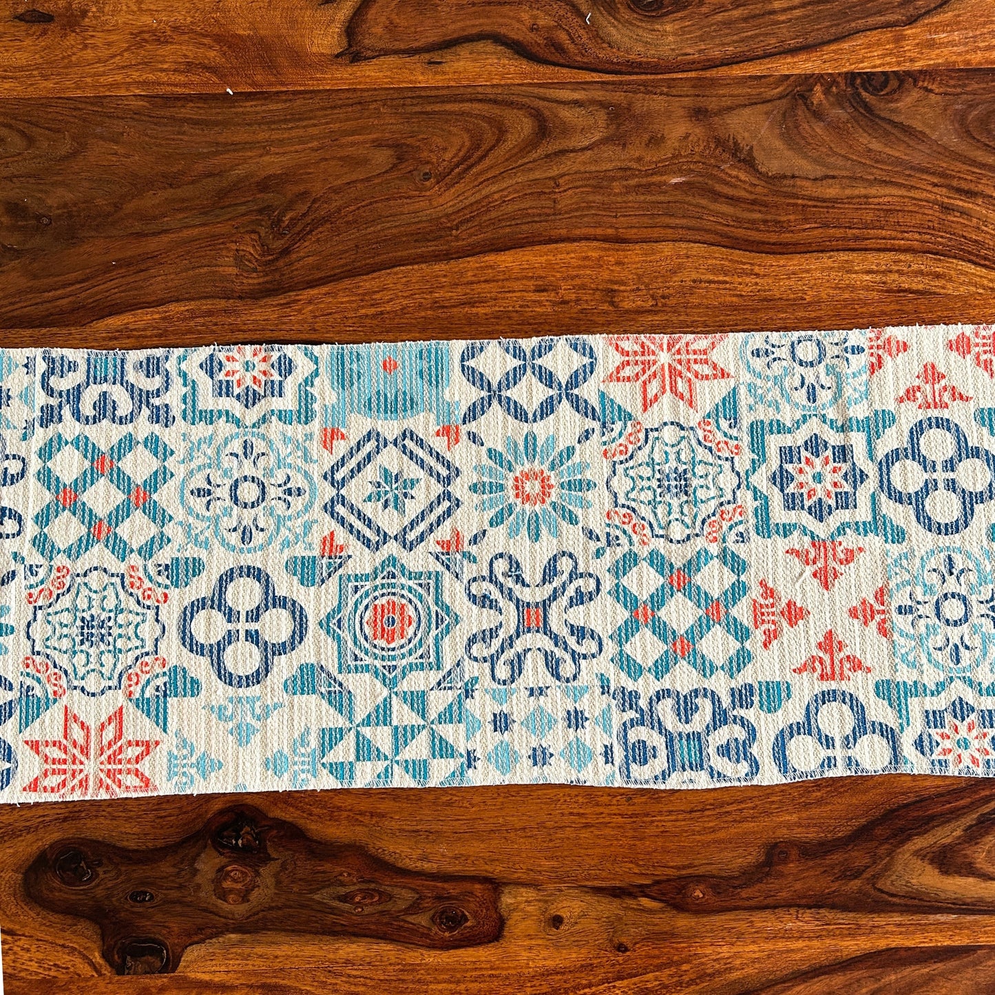 Boho Table Runner - Blue Chakra Design | 72x13 Inches