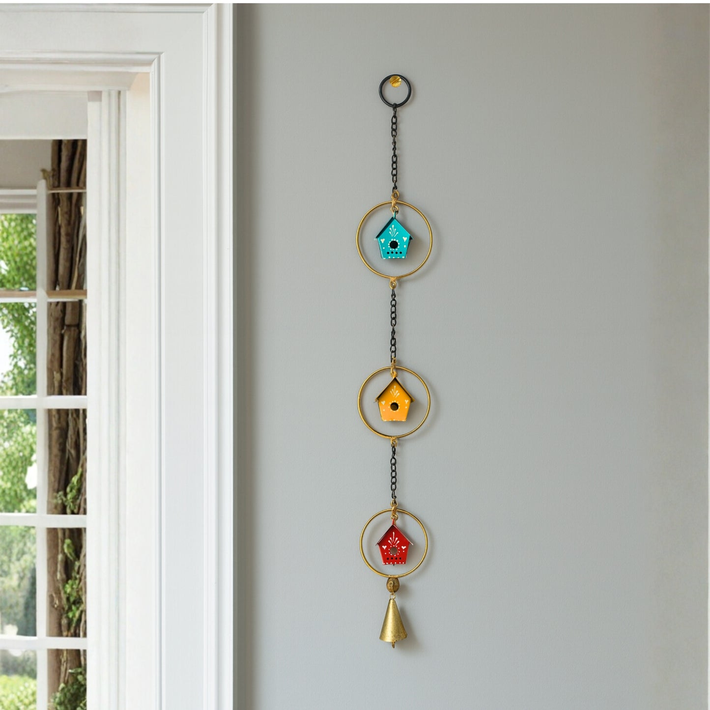 Tiny Home Melody - Hand Painted Hanging Ornaments  For Home Decor, Wind Chimes- Set of 3 Aqua