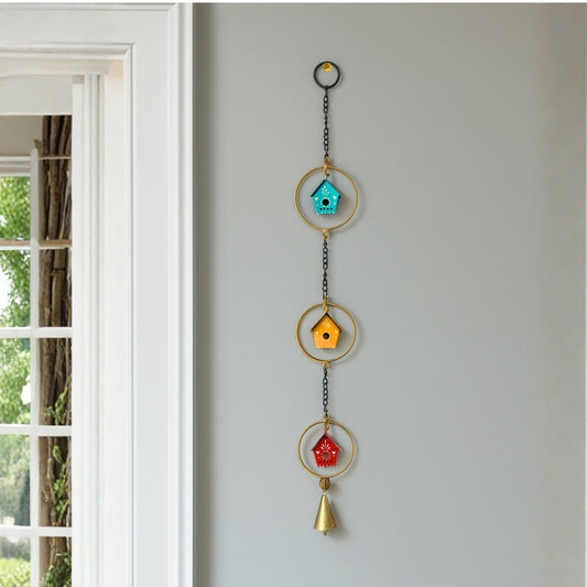 Tiny Home Melody - Hand Painted Hanging Ornaments  For Home Decor, Wind Chimes- Set of 3 Aqua