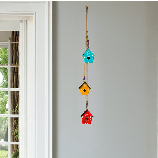 Kuku Home Melody - Hand Painted Hanging Ornaments  For Home Decor, Wind Chimes- Set of 3 Aque