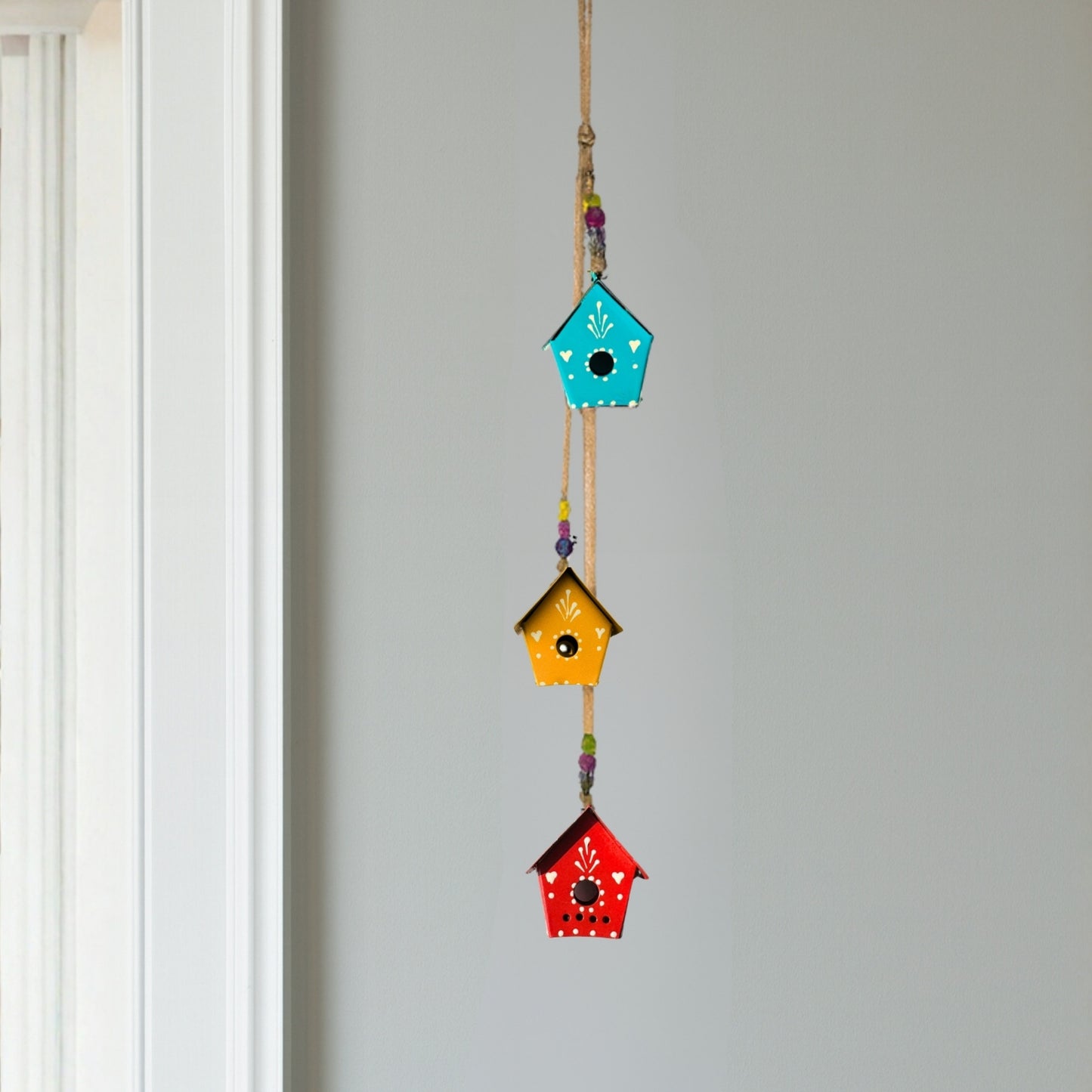 Kuku Home Melody - Hand Painted Hanging Ornaments  For Home Decor, Wind Chimes- Set of 3 Aque