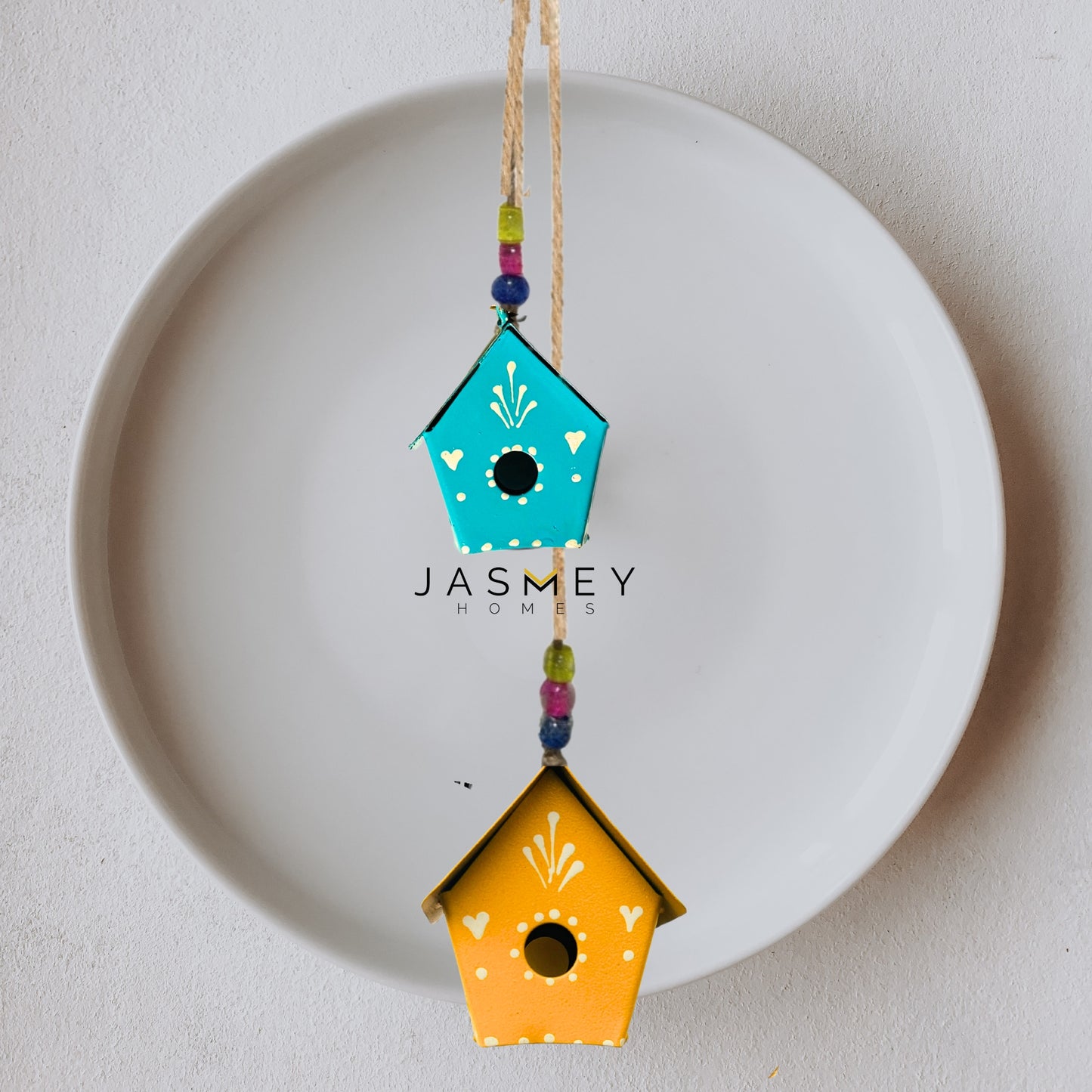 Kuku Home Melody - Hand Painted Hanging Ornaments  For Home Decor, Wind Chimes- Set of 3 Aque