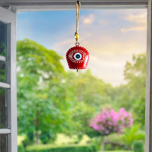 Designer Evil Eye Bell for Wall Decor - Red (Small)