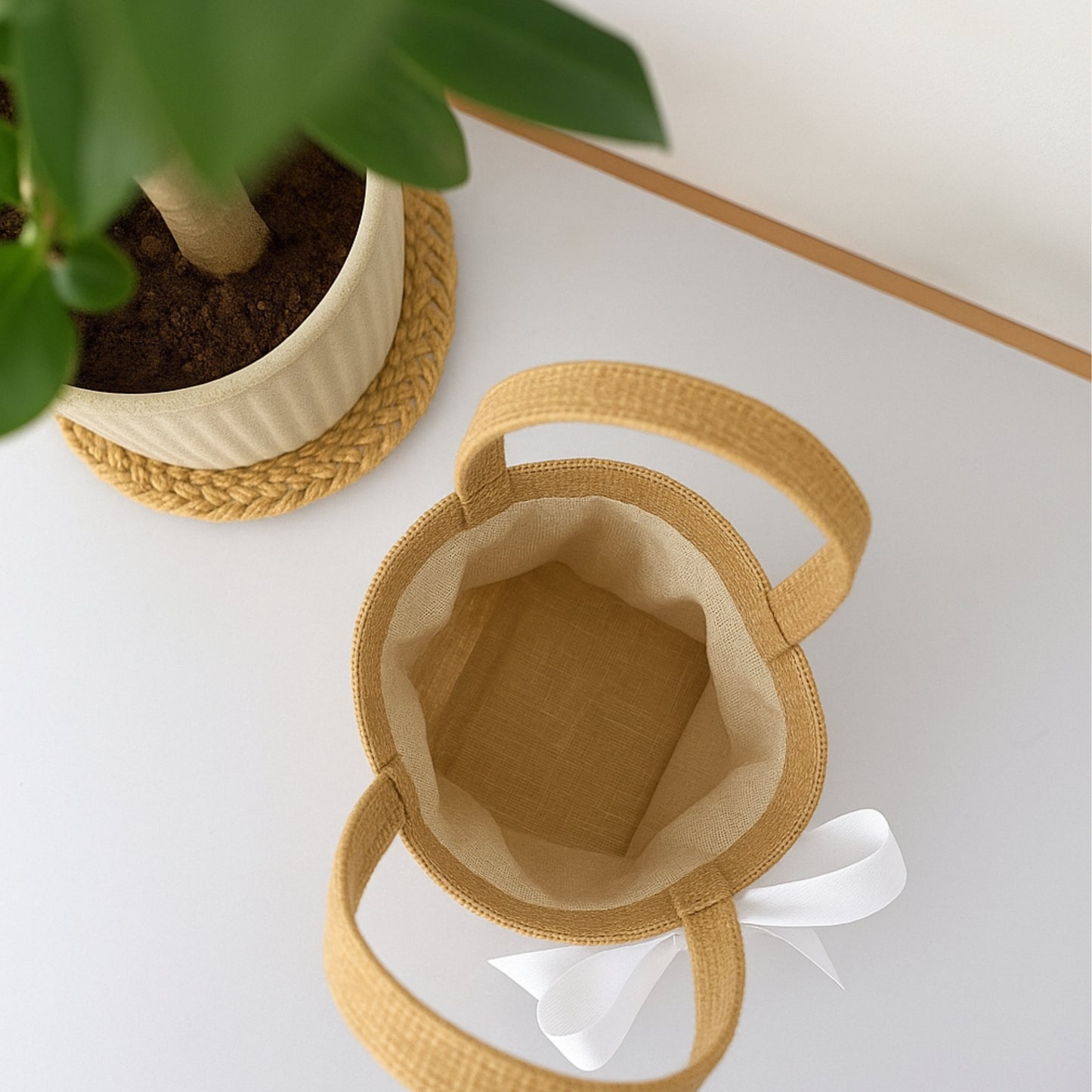 Set of 3  Burlap Flower Basket Wedding Candy Gift Basket for Wedding Ceremony Party Christmas, Diwali  Gifting