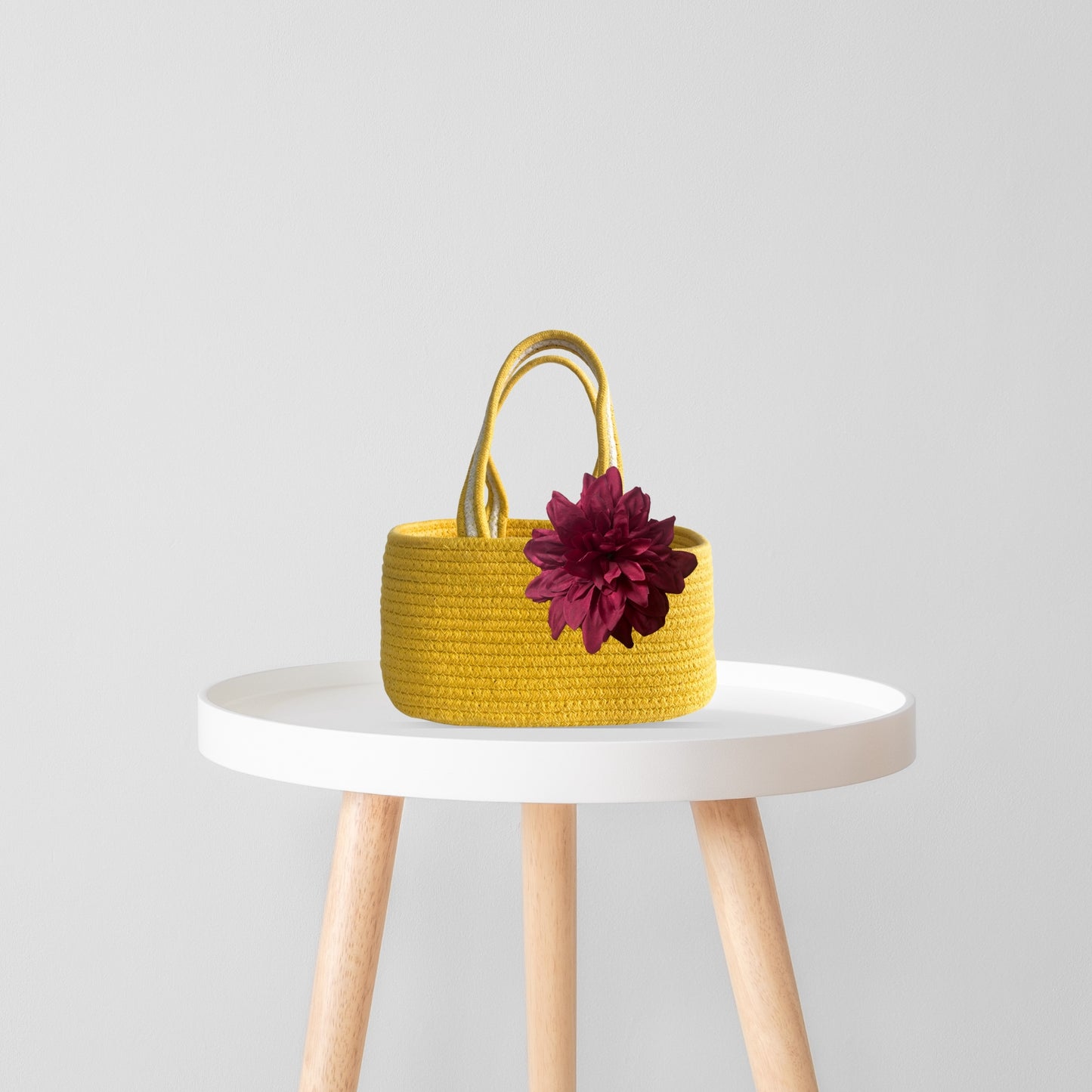 Yellow Boho Gift Hamper Basket with Flower