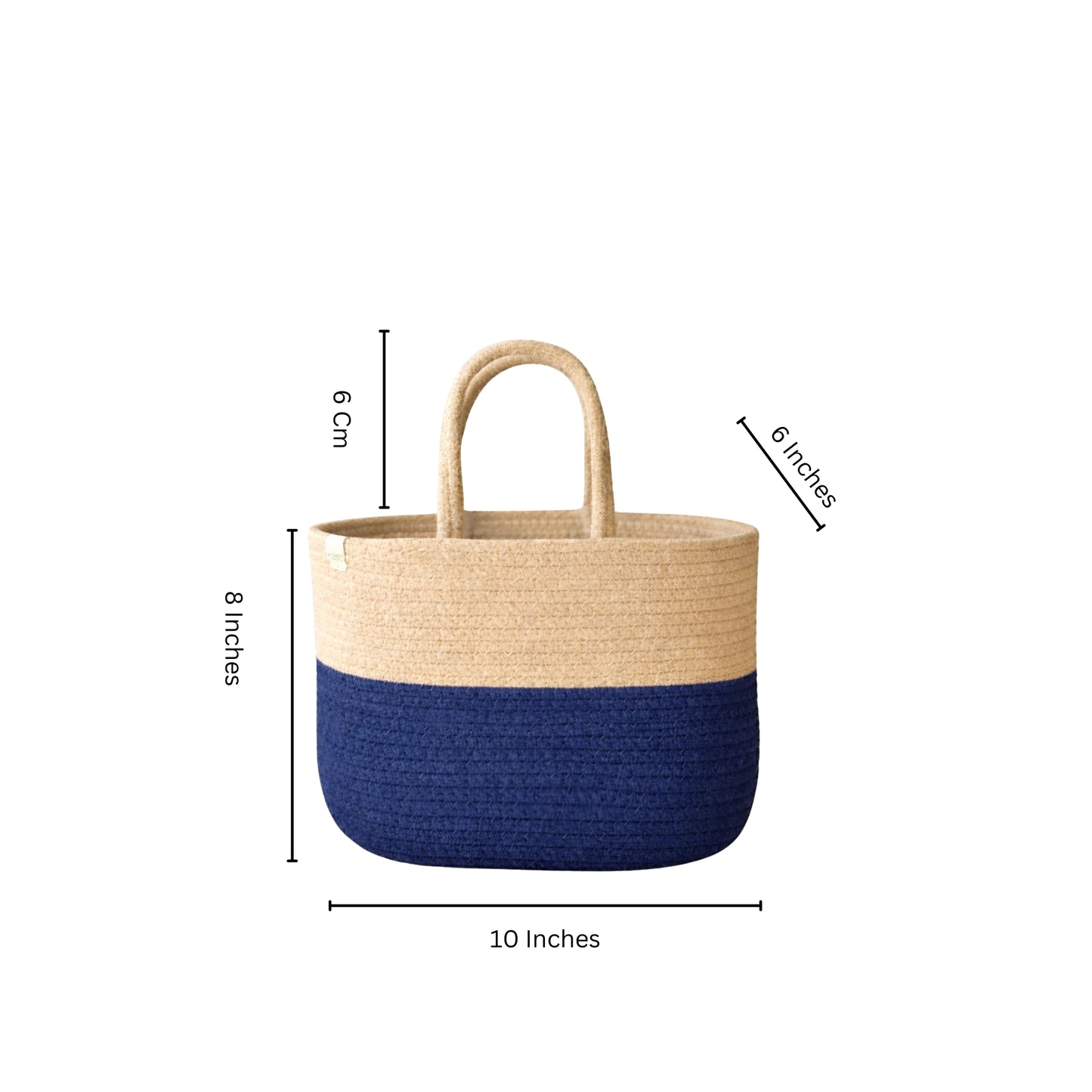 Cotton handwoven Lunch Bag | Handbag - Beige & Indigo
