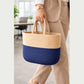 Cotton handwoven Lunch Bag | Handbag - Beige & Indigo