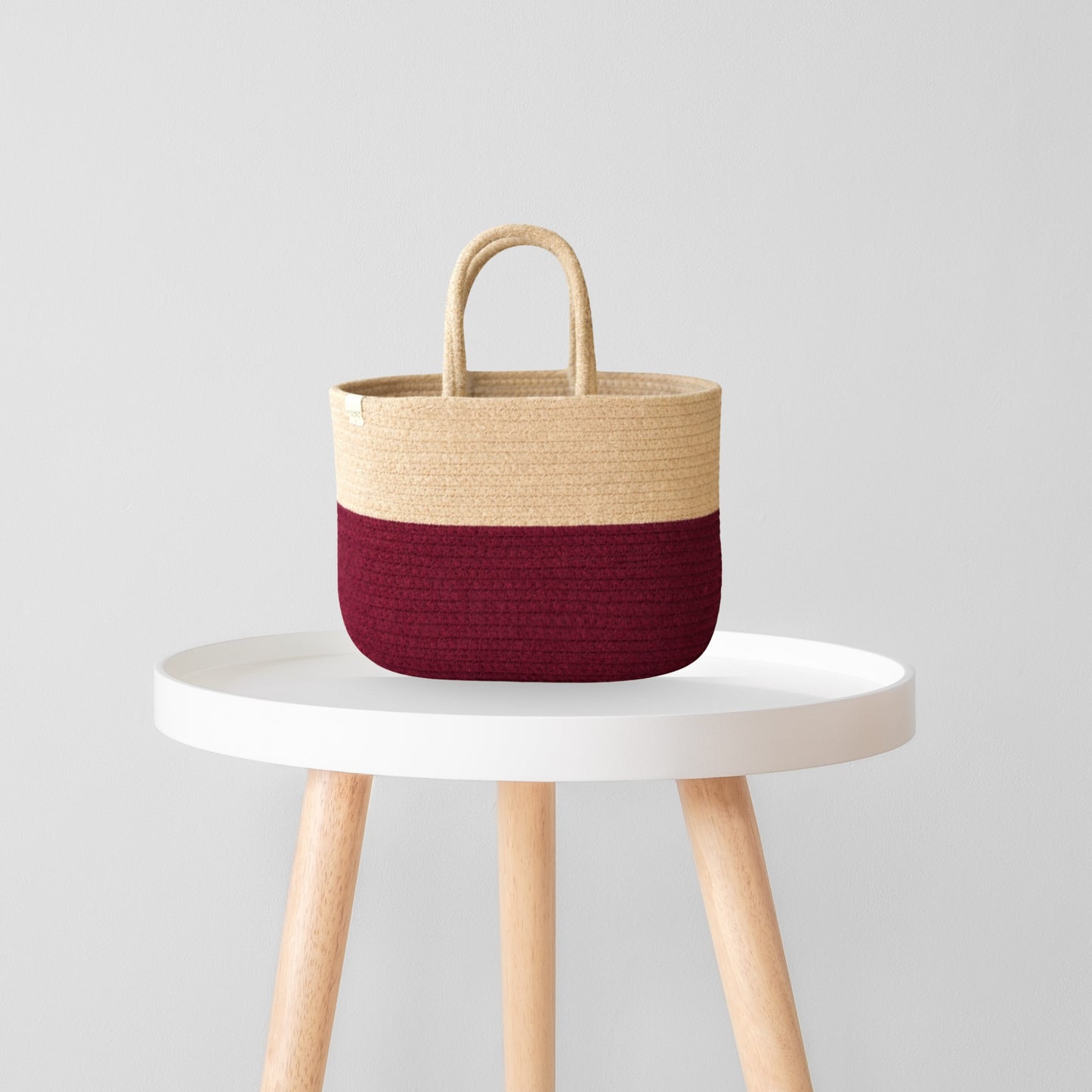 Cotton handwoven Lunch Bag | Handbag - Beige & I Maroon