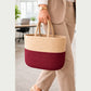 Cotton handwoven Lunch Bag | Handbag - Beige & I Maroon