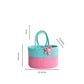 Cotton Candy Bloom Basket  Aqua and Pink with Bow