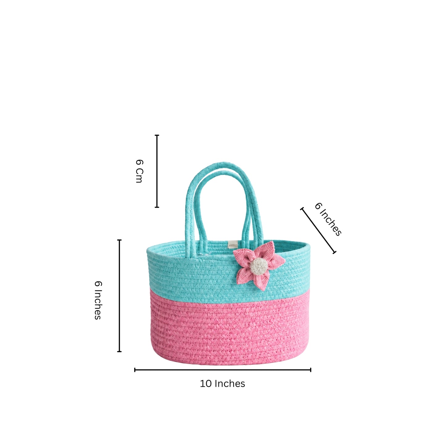 Cotton Candy Bloom Basket  Aqua and Pink with Bow